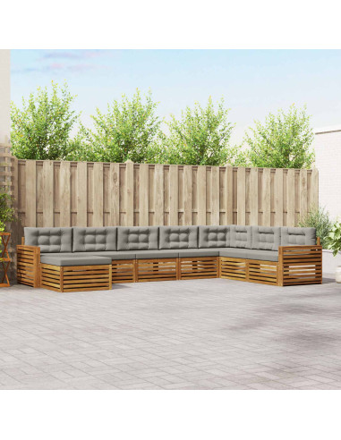 Set divani con cuscino 8 pcs Grigio Naturale e Chiaro