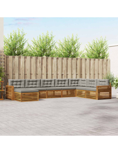 Set divani con cuscino 8 pcs Grigio Naturale e Chiaro