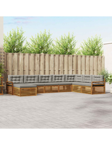 Set divani con cuscino 8 pcs Grigio Naturale e Chiaro