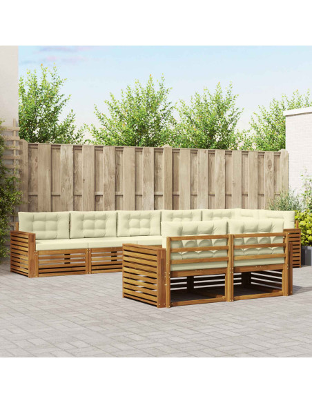 Set di divani con cuscino 8 pcs Naturale e Crema