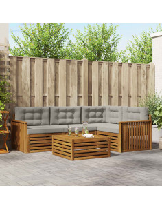 Set di divani con cuscino 5 pcs Grigio Naturale e Chiaro