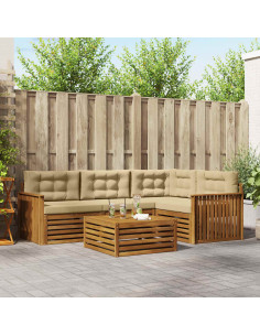 Set di divani con cuscino 5 pcs Naturale e Beige