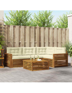 Set di divani con cuscino 5 pcs Naturale e Crema