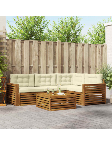 Set di divani con cuscino 5 pcs Naturale e Crema