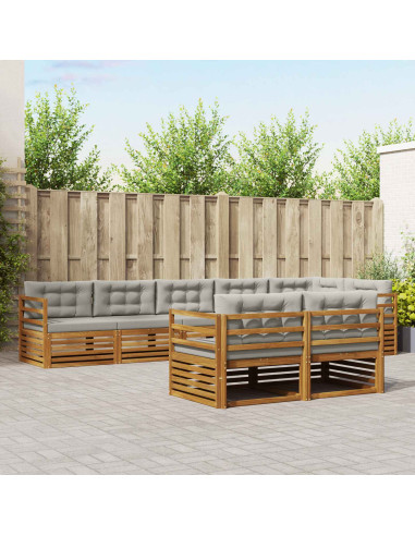 Set di divani con cuscino 25 pcs Grigio Naturale e Chiaro