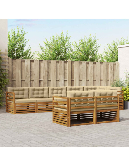 Set di divani con cuscino 8 pcs Naturale e Beige