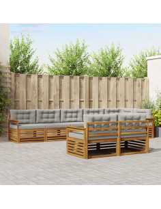 Set di divani con cuscino 25 pcs Grigio Naturale e Chiaro