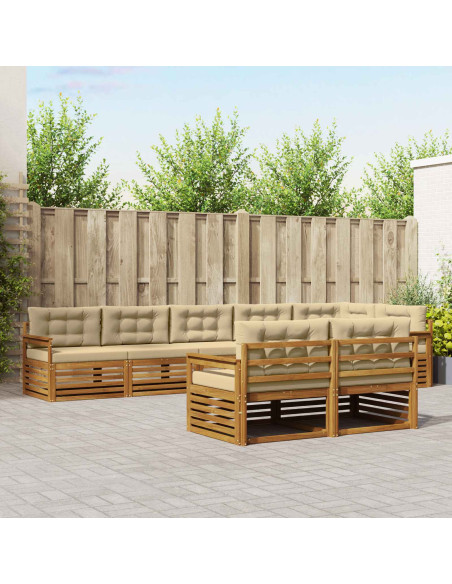 Set di divani con cuscino 8 pcs Naturale e Beige