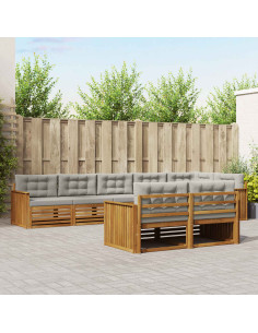 Set di divani con cuscino 25 pcs Grigio Naturale e Chiaro