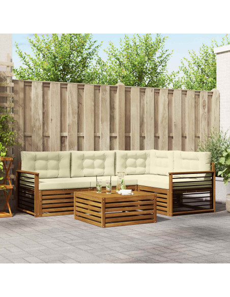 Set di divani con cuscino 5 pcs Naturale e Crema