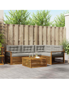 Set di divani con cuscino 5 pcs Grigio Naturale e Chiaro