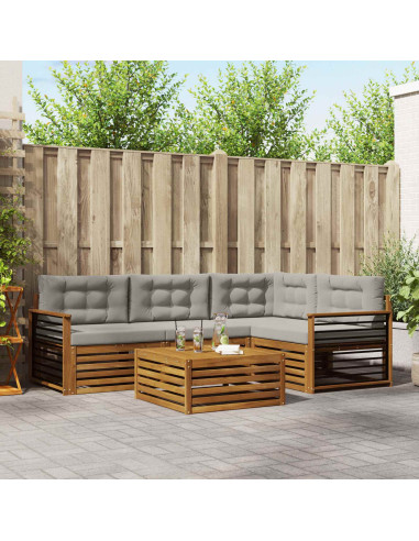 Set di divani con cuscino 5 pcs Grigio Naturale e Chiaro