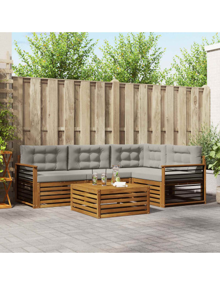 Set di divani con cuscino 5 pcs Grigio Naturale e Chiaro