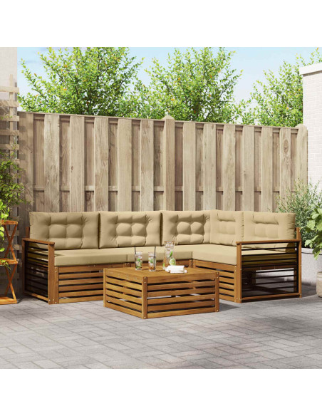 Set di divani con cuscino 5 pcs Naturale e Beige