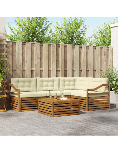 Set di divani con cuscino 5 pcs Naturale e Crema