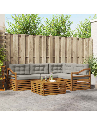 Set di divani con cuscino 5 pcs Grigio Naturale e Chiaro