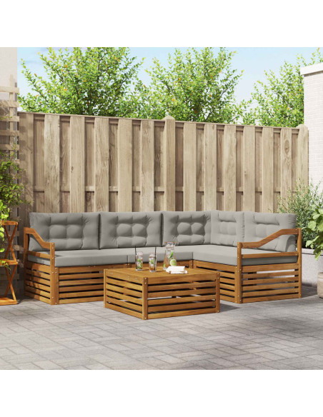 Set di divani con cuscino 5 pcs Grigio Naturale e Chiaro