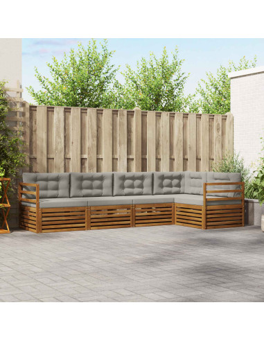 Set di divani con cuscino 5 pcs Grigio Naturale e Chiaro