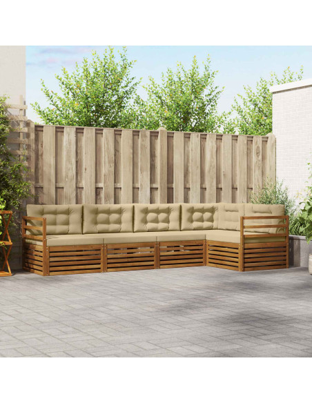 Set di divani con cuscino 5 pcs Naturale e Beige