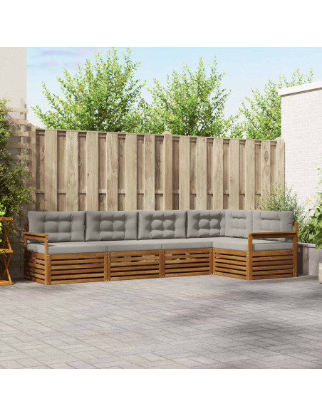 Set di divani con cuscino 5 pcs Grigio Naturale e Chiaro