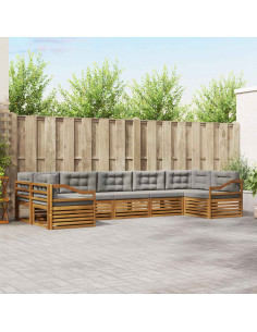 Set divani con cuscino 7 pcs Grigio Naturale e Chiaro