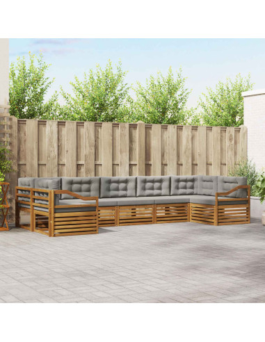 Set divani con cuscino 7 pcs Grigio Naturale e Chiaro