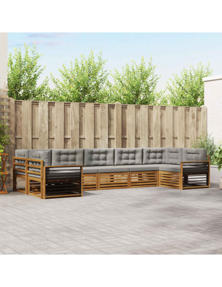 Set divani con cuscino 7 pcs Grigio Naturale e Chiaro