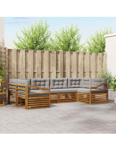 Set divani con cuscino 6 pcs Grigio Naturale e Chiaro