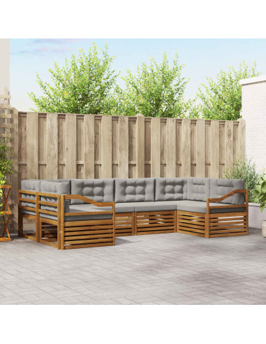 Set divani con cuscino 6 pcs Grigio Naturale e Chiaro