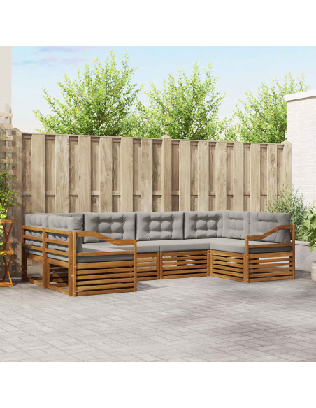 Set divani con cuscino 6 pcs Grigio Naturale e Chiaro