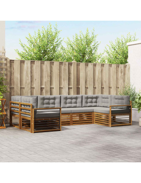 Set divani con cuscino 6 pcs Grigio Naturale e Chiaro