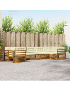 Set divani 7 pcs Naturale e Crema Legno di Acacia Massello