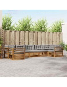 Set divani con cuscino 7 pcs Grigio Naturale e Chiaro