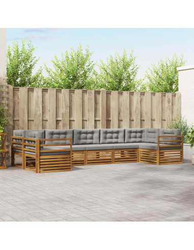 Set divani con cuscino 7 pcs Grigio Naturale e Chiaro