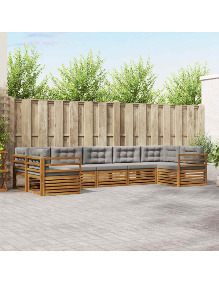 Set divani con cuscino 7 pcs Grigio Naturale e Chiaro