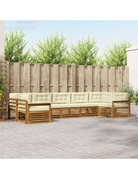 Set divani 7 pcs Naturale e Crema Legno di Acacia Massello