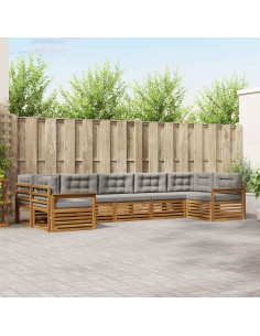 Set divani con cuscino 7 pcs Grigio Naturale e Chiaro