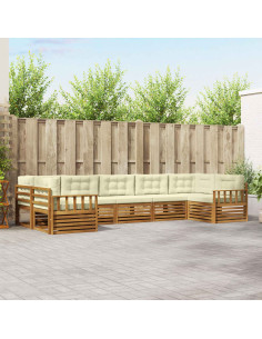 Set divani 7 pcs Naturale e Crema Legno di Acacia Massello