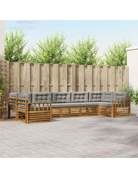 Set divani con cuscino 7 pcs Grigio Naturale e Chiaro