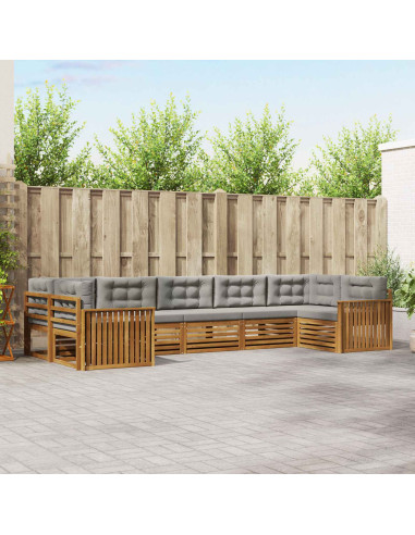 Set divani con cuscino 7 pcs Grigio Naturale e Chiaro