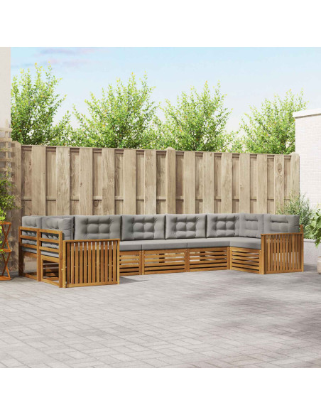 Set divani con cuscino 7 pcs Grigio Naturale e Chiaro