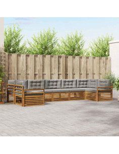 Set divani con cuscino 7 pcs Grigio Naturale e Chiaro