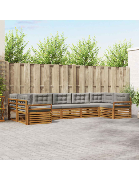 Set divani con cuscino 7 pcs Grigio Naturale e Chiaro