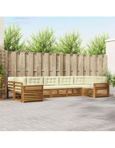 Set divani 7 pcs Naturale e Crema Legno di Acacia Massello