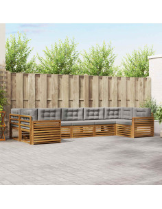 Set divani con cuscino 7 pcs Grigio Naturale e Chiaro