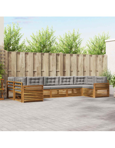 Set divani con cuscino 7 pcs Grigio Naturale e Chiaro