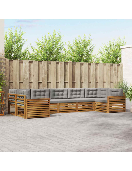 Set divani con cuscino 7 pcs Grigio Naturale e Chiaro