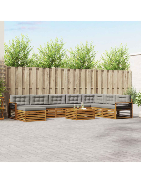 Set divani con cuscino 9 pcs Grigio Naturale e Chiaro
