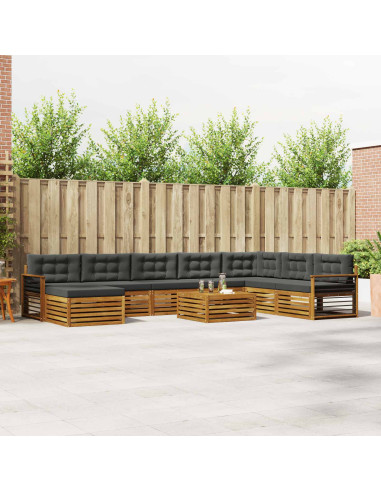 Set divani 9 pcs Naturale e Antracite Legno di Acacia Massello