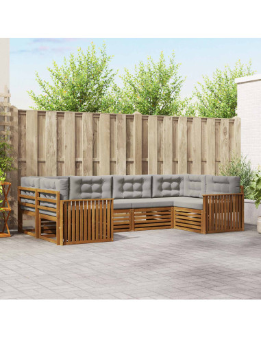 Set divani con cuscino 6 pcs Grigio Naturale e Chiaro